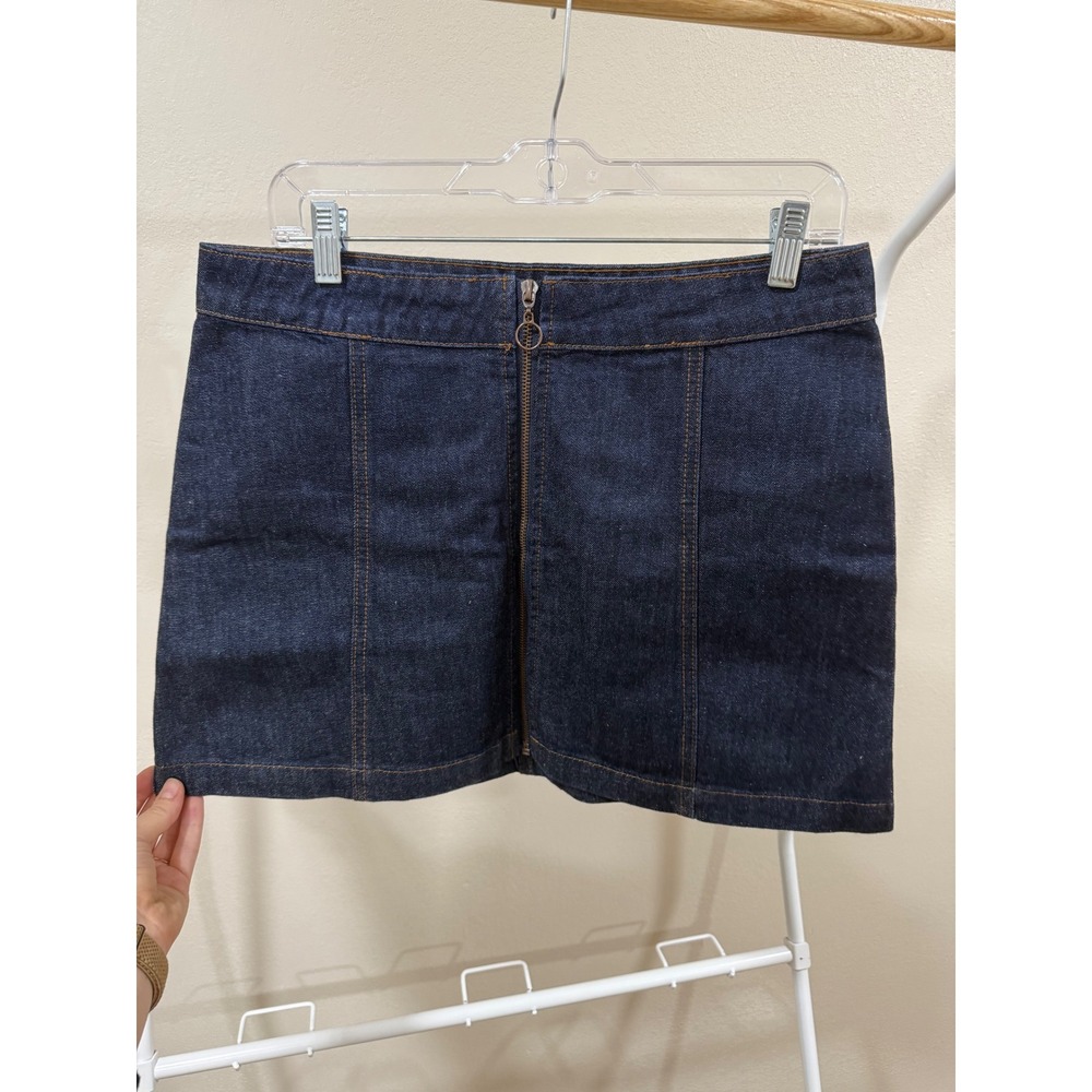 Alter'd State Denim Mini Skirt Women's M Dark Wash Front Zip Casual Y2K Style